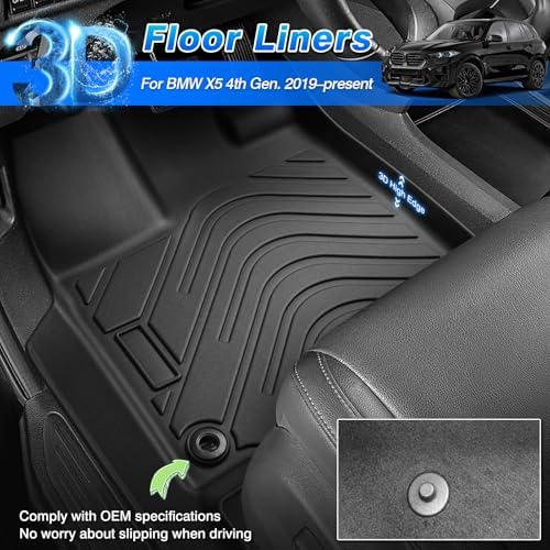 Cartist Floor Mats and Cargo Liner Fit for BMW X5 2019-2025 2026 All Weather Floor Mat X5 Accessories Heavy Duty Carpet Protection (Only for 5 Passengers) - Image 2