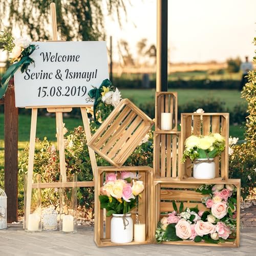 6 Pcs Wooden Crates for Display, Nesting Wood Crate for Storage, 6 Size - Image 5