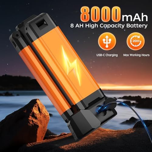 Rechargeable LED Work Light with Stand, 67" Tall Portable Cordless Work Light, 8AH Battery, 500/1500/2500 Lumen, 4000/6500K Dimmable Camping Light with Detachable Tripod Orange (Carrying Bag Included) - Image 3