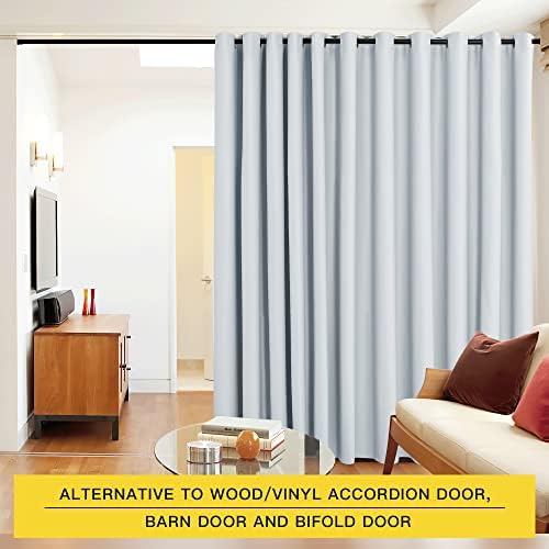 NICETOWN Closet Door Heavy Curtain, Room Dividers Shade Screens Partitions, Extra Large Space Partition Blackout Curtain, Screen Dividers for Rooms (1 PC, 20ft Wide x 9ft Long, Cloud Grey) - Image 2