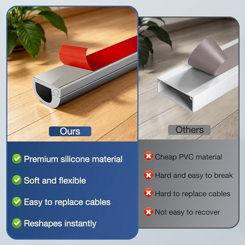 Silicone Cord Covers for Wires on Wall Cord Hider Self-Adhesive - Image 4