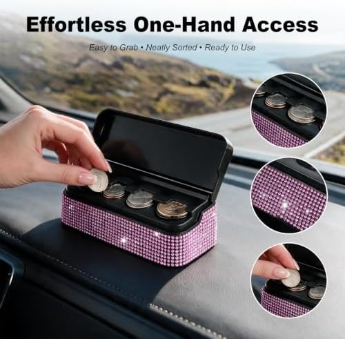 Bling Coin Holder for Car, with 4 Compartments, for Women Girls - Image 6