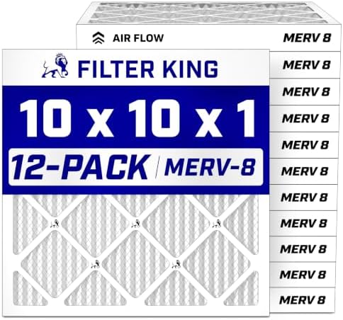 Filter King 10x10x1 Air Filter MERV 8, AC Furnace Filters (12-Pack) by FilterKing