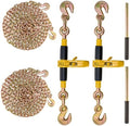 VEVOR 3/8"-1/2" Ratchet Chain Binder with Chain, G80 12000 lbs Secure Limit, Heavy Duty Load, Labor-Saving Anti-Skid Handle, Tie Down Hauling Chain Binders for Flatbed Truck Trailer, 2 Set & Yellow by VEVOR