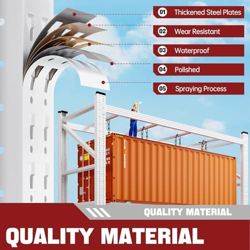 RAVIGIN 5000LBS Storage Shelves,71" W Garage Shelving Heavy Duty Metal Adjustable Garage Shelves, Shelving Units Industrial Shelving for Warehouse,71" W x 24" D x 69" H,White - Image 4