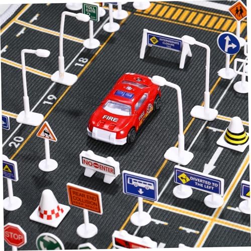 56Pcs Street Road Traffic Signs Playset, Mini Electric Signal Light Toy - Image 6