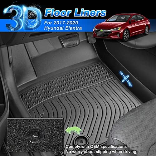 Floor Mats Fit for Hyundai Elantra 2017 2018 2019 2020, All Weather Floor Mats for Elantra Accessories Heavy Duty - Image 2
