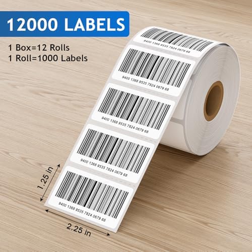 MaxGear 2.25" x 1.25" Direct Thermal Labels, 12000 Pcs/12 Rolls - Image 3