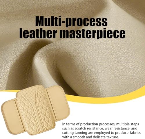 Car Center Console Cover with 2 Storage Bags, Leather Armrest Pad, Beige - Image 3