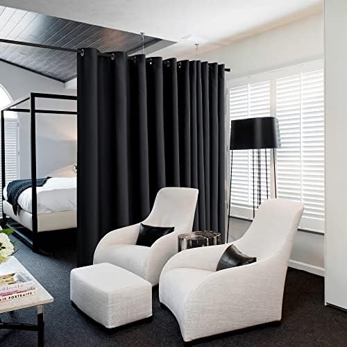NICETOWN Closet Door Heavy Curtain, Room Dividers Shade Screens Partitions, Extra Large Space Partition Blackout Drape, Screen Dividers for Rooms (1 Pack, 20ft Wide x 9ft Long, Black) - Image 2