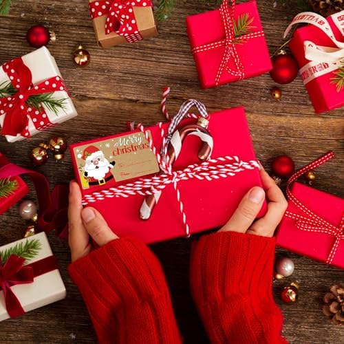 500 PCS Vintage Christmas Gift Tags,Christmas Name Tags Stickers Roll, Self-Adhesive Christmas Labels for Presents Boxes, Gift Bags,Xmas Holiday Wrapping Paper Christmas Decorations - Image 7