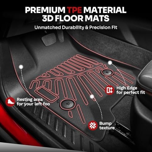 Powerty Floor Mats for 2023-2025 2026 Chevy Colorado/GMC Canyon All Weather 3D TPE Anti-Slip Truck Liners for 1st & 2nd Row Accessories - Image 6