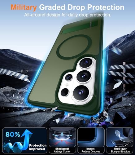 Temdan Magnetic for Samsung Galaxy S26 Ultra Case, [Innovate Stand][Military Grade Drop Protection][Non Slip][Translucent Matte] Shockproof Phone Case for Galaxy S26 Ultra 2026 -Green - Image 5