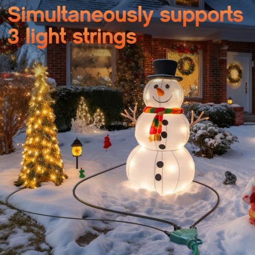 50FT 16 Gauge Green Outdoor Extension Cord with Multiple Outlets - Image 7