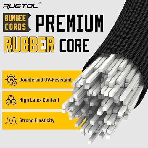 Rugtol Bungee Cords with Carabiner Hooks, Include 12", 24", 32", for Camping, Tarps, Bike Racks, Tents, 6 Pack - Image 5