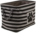 Bone Dry Pet Storage Collection Striped Paw Patch Bin, Black, Large Rectangle by BoneDry
