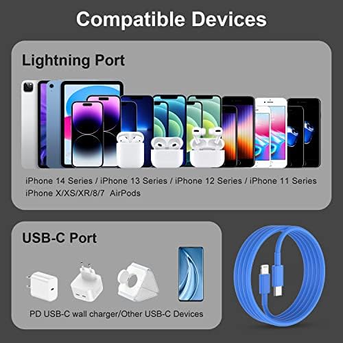 2Pack Blue Fast Charger Cable 10ft [Apple MFi Certified], USB Type C to Lightning Cable 10 Foot for Apple iPhone 14 13 12 Pro XR XS Max X 8 Plus - Image 6