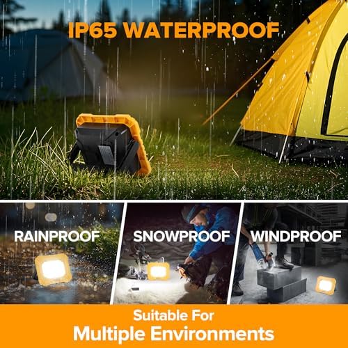 LUTEC 2 Pack 3500LM LED Work Light, Rechargeable Magnetic Work Lights with Stand, Portable 5000K Flood Light for Car Repair, Fishing, Camping, Emergency, Hiking, 3 Modes - Image 4