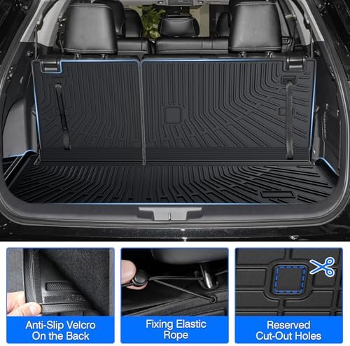Cartist Floor Mats for Toyota Highlander 2020-2026 7 Seat (Both Hybrid and Gas, Not Grand), All Weather Cargo Liner with Backrest Mat and Door Sill Guards for Highlander Accessories, Heavy Duty - Image 5