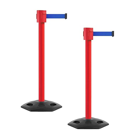 Montour Line MSR760 Set of 2 Retractable Belt Barrier Stanchion, Rubber Base by Montour+Line