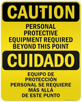 Caution Personal Protective Equipment Required Beyond This Point Bilingual Osha Sign, 24x30 Inches, 3M EGP Reflective .080 Aluminum, Fade Resistant, Made in USA by My Sign Center by MySignCenter