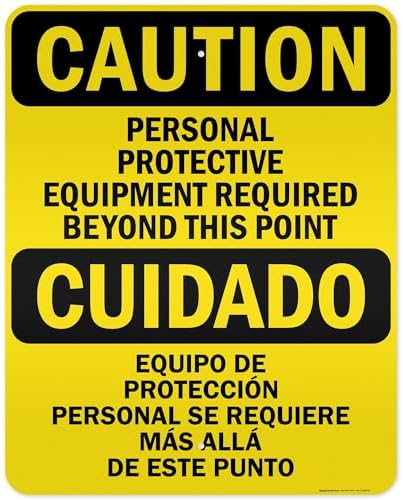 Caution Personal Protective Equipment Required Beyond This Point Bilingual Osha Sign, 24x30 Inches, 3M EGP Reflective .080 Aluminum, Fade Resistant, Made in USA by My Sign Center by MySignCenter