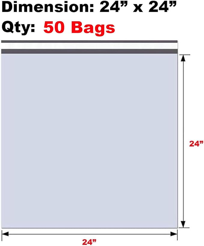 iMBAPrice 50 - 24x24 Premium Matte Finish Self-Sealing Non-Padded White Poly - Image 2