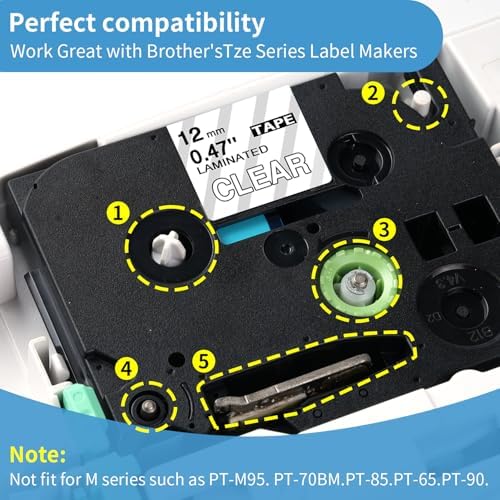 TZe-135 White on Clear TZ Tape Compatible with Brother 12mm 0.47 Laminated - Image 2