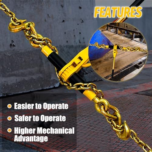 Ratchet Chain Binders 3/8" - 1/2" (2 Pack) | Adjustable Load Binder with 2 Grab Hooks for G70 Transport Chain | 9,200 Lbs Safe Working Load - Image 6