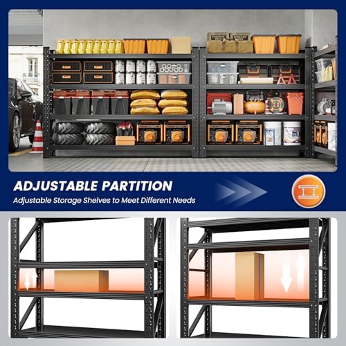Yizosh 40" W Metal Garage Storage Shelves,Heavy Duty Adjustable Steel Organization Shelving,Utility Rack Shelf,40" W x 20" D x 60" H for Basement,Warehouse,Industrial - Image 4