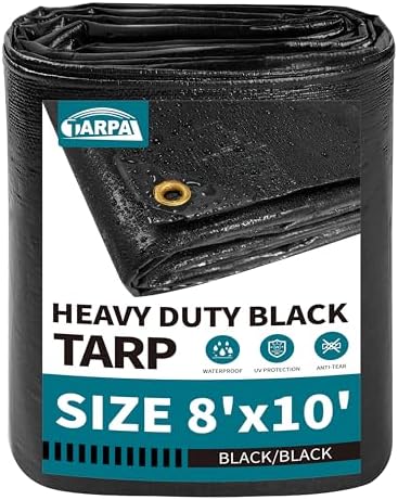 TARPAL tarp Waterproof 8x10 Feet Black 14mil Heavy Duty tarps by TARPAL