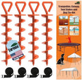 Eurmax USA 4 Pack Heavy Duty Ground Stakes,Industrial Grade Spiral Steel Screw-In Trampoline Anchors with 4 Reinforced Straps,High Wind Stabilizing Kit for Dog Tie-Out,Canopies,Sheds,Swing Sets,Orange by Eurmax