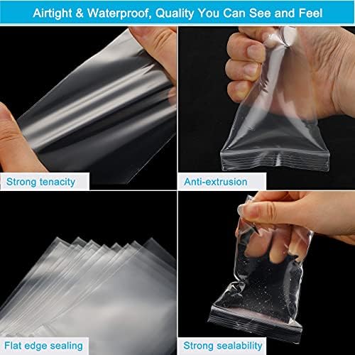 200 Pcs Small Plastic Bags, 3 x 4 inch Jewelry clear plastic bags, Resealable Zipper, Transparent clear zip Bag gies for Small Business, Storage, Candy - Image 3