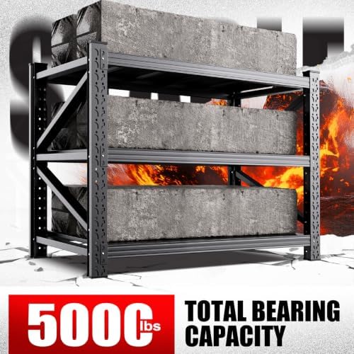 5000LBS Heavy Duty Storage Shelves, 59"W Adjustable Garage Shelving Unit, Rust Proof Large Metal Storage Rack, 20"Dx59"Wx54.3"H Industrial Shelving for Warehouse, Basement, Shop, Supermarket - Image 3