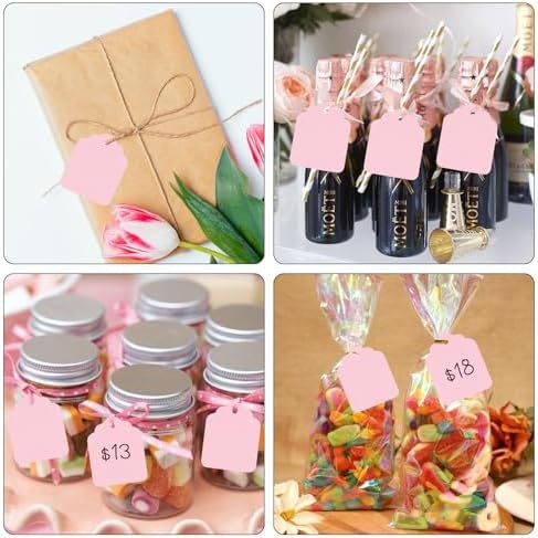 joycraft 200Pcs Price Tags with String Attached, 1.4x1.8 in Pink Gift Tags - Image 6