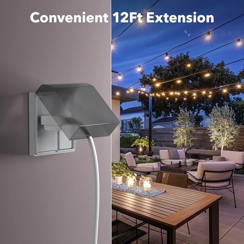 BN-LINK 12ft Outdoor Extension Cord, 3-Prong, 16 Gauge General Purpose Power Cord, Grounded Plug, White, for Landscaping & Holiday Decorations, Home & Office, 13A ETL - Image 7