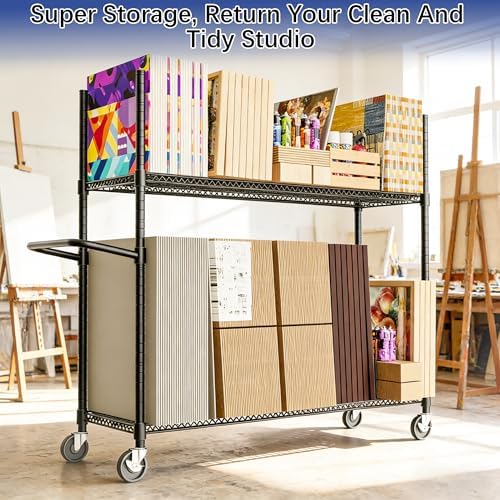 Carton Stand,Heavy-Gauge Wire Frame with Height Adjustable,8 Removable Dividers & Locking Wheels,Load Rating 1200lb for Commercial Storage,Rolling Storage Cart for Commercial,Retail,Home - Image 3