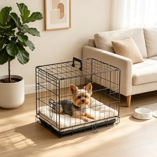 FDW | 18" Foldable Metal Dog Crate | Black | Cage for Small Dogs - Image 2