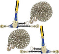 Mytee Products 4 Pcs G70 5/16" Chain & Easy Binder Kit - (2) 5/16"-3/8" Easy Ratcheting Chain Load Binder & (2) 5/16" x 20' G70 Transport Chain w/Grab Hooks - 4700 lbs WLL for Truck Trailer Tie Down by MyteeProducts