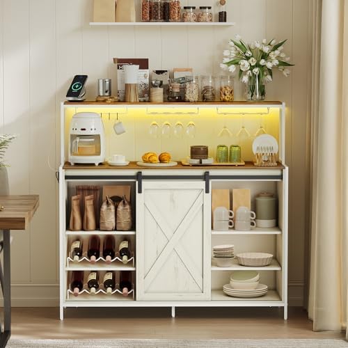 VASAGLE Coffee Bar, Buffet Cabinet with LED Light and Power Outlet by VASAGLEbySONGMICSHOME