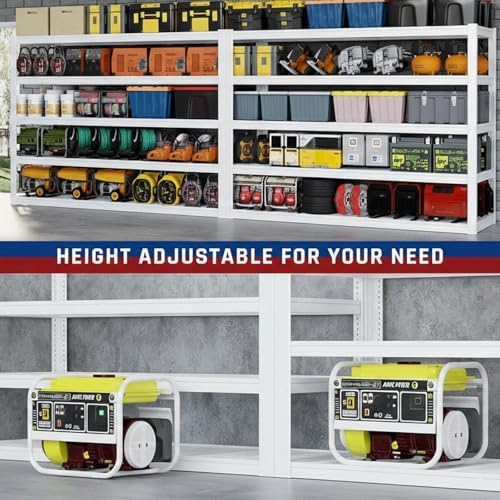 65" W Garage Shelving Heavy Duty, 65" W x 24" D x 84" H, Adjustable 5 Tier Metal Shelves, Commercial Metal Shelf Rack, Industrial Shelving，White - Image 4