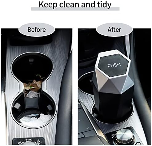 JUSTTOP Car Trash Can with Lid, Mini Diamond Design Portable Trash Can, Plastic Material and Multipurpose Organizers for Car,Home,Office(Silver) - Image 6