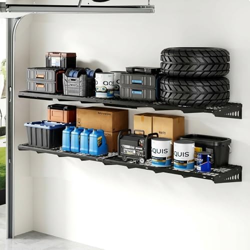 FLEXIMOUNTS 2x4ft Garage Storage, 4 Pack Garage Wall Shelving, Black by FLEXIMOUNTS