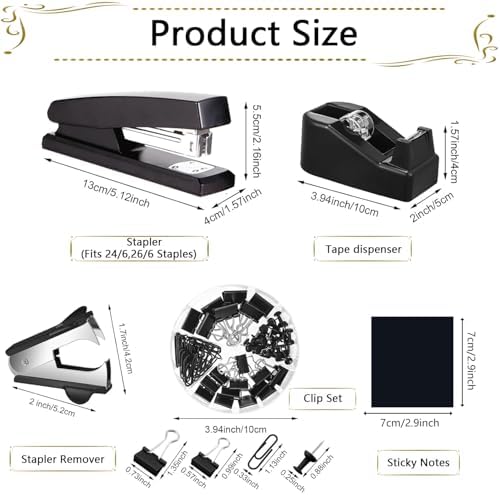 Office Supplies,Desk Accessories,Stapler and Tape Dispenser Set,1000 Staples,Staple Remover,Pen Holder,Folding Phone Holder,Journal Notebook,Ballpoint Pen,Scissor,Ruler,Clear Tape,Sticky Notes,Ect - Image 6
