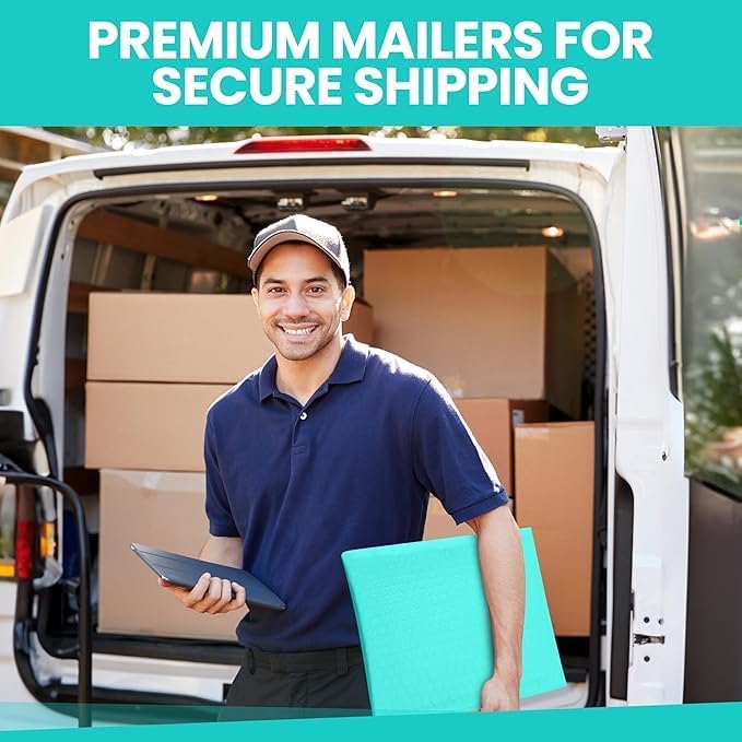 Teal 14.25x20 Inch Poly Bubble Mailers #7 | Self Seal Large Padded Envelopes | - Image 6