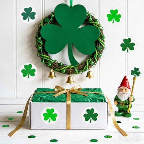 500 St. Patrick's Day Shamrock Stickers,1.5'' St. Patrick's Day Stickers 4 Green Lucky Clover Sticker Roll,St Patricks Day Accessories,Self-Adhesive Seal Labels for Irish Holiday Party - Image 5