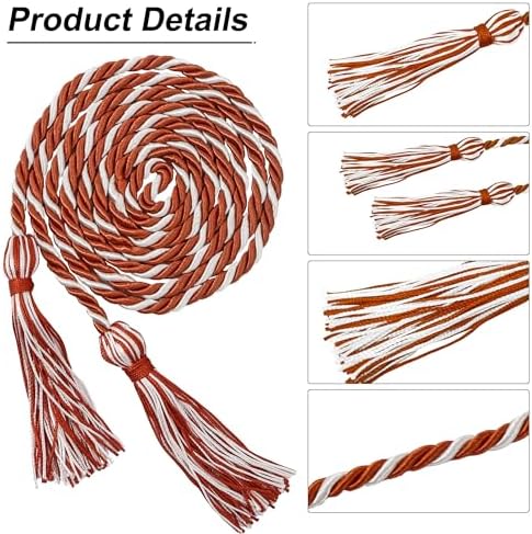 GraduationMall Graduation Honor Cords 68" (Dark Orange White) - Image 3