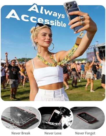 Yonlevres Phone Lanyard Crossbody Strap Wrist Neck Adjustable Women Flower - Image 5