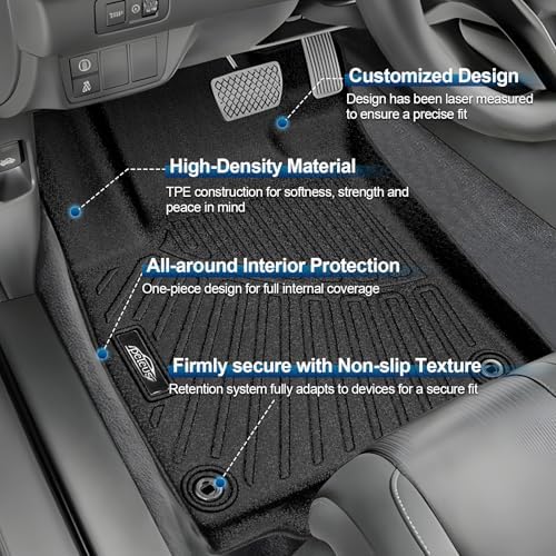 PELEUS Floor Mats Compatible with Honda Accord 2018-2022, Custom Fit TPE All Weather Car Mats & Cargo Liner Full Set (1st & 2nd Row), Non-Slip Odorless Heavy Duty Floor Liners (Include Hybrid) - Image 2