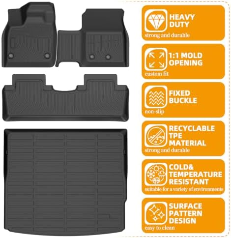 Floor Mats for Nissan Ariya 2023-2025,TPE Floor Mats 1st & 2nd Rows & Cargo - Image 6